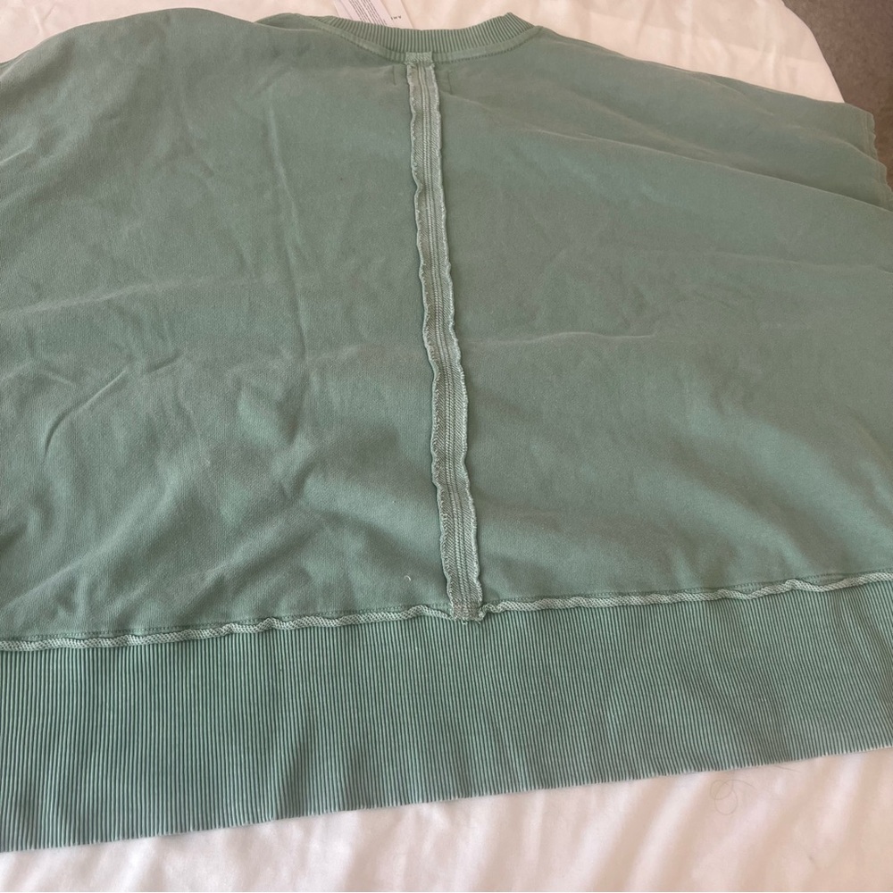 Aerie The Happiest Oversized Crewneck Sweatshirt in Sage Green - Picture 2 of 7